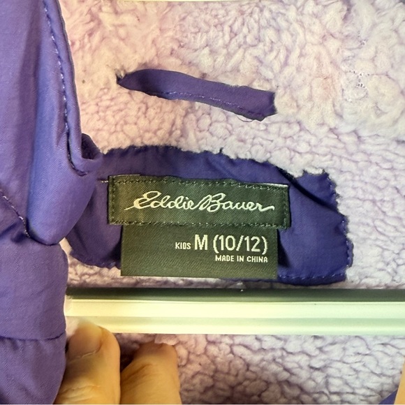 Eddie Bauer Kids Two-Tone Purple Puffer Dawn Jacket Medium Outdoor Winter Cozy - Picture 6 of 16